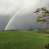 A view of a rainbow over Crooked Oak Golf Club.