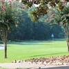 A view of a hole with a narrow path on the left at Griffin City Golf Course