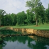 A view over the water of green #5 at Great Waters Course from Reynolds Plantation