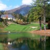 A view of hole #9 surrounded by water at Kingwood Golf Club & Resort