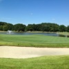 A view of a green with water coming into play at Cartersville Country Club