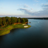 Aerial view of the 14th hole from the Great Waters Course at Reynolds Lake Oconee