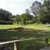A view of a green protected by a small pond at Rabun County Golf Club.