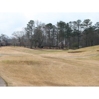 No. 10 at Jennings Mill Country Club in Bogart, Georgia, has a fairway bordered by mounds on both sides.