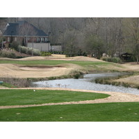 The 12th hole at Jennings Mill Country Club in Bogart, Georgia, is a tough par 3 over water.
