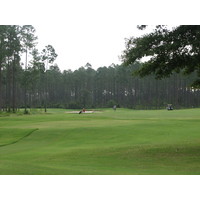 The fifth hole at the Lakes Golf Course at Laura Walker State Park in Waycross, Ga., is a sharp, dogleg left. 